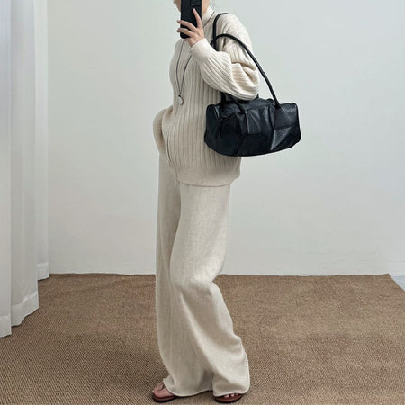 Mylan Luxe Winter Coord Set - side shot on model, cream - Miss Mosa By Akanksha