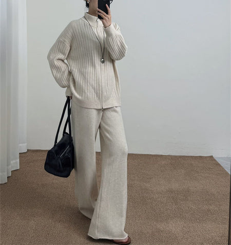 Mylan Luxe Winter Coord Set - front shot on model, cream - Miss Mosa By Akanksha
