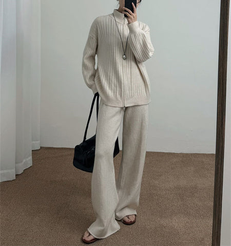 Mylan Luxe Winter Coord Set - front shot on model, cream - Miss Mosa By Akanksha
