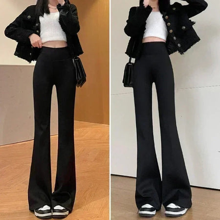 Naomi Slimming Premium Fleece Lined Pants - front shot on model, black - Miss Mosa By Akanksha