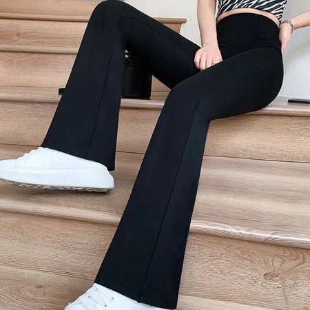 Naomi Slimming Premium Fleece Lined Pants - seated shot on model, black - Miss Mosa By Akanksha