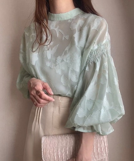 Natala Puffed Sleeve Formal Shirt In Pista Green - front shot on model - Miss Mosa By Akanksha