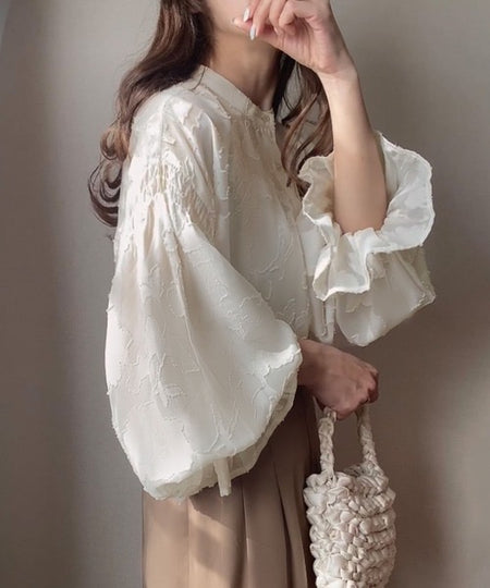Natala Puffed Sleeve Formal Shirt In White - front shot on model - Miss Mosa By Akanksha