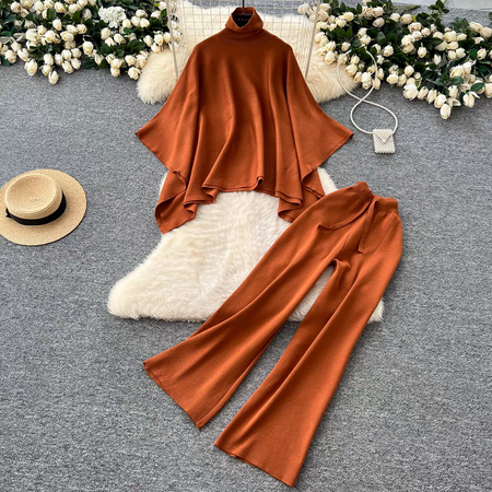Natalia Luxe Winter Coord Set In Rust - flat-lay product shot - Miss Mosa By Akanksha