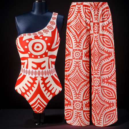 Nemo Swimsuit - front shot on mannequin, red - Miss Mosa By Akanksha