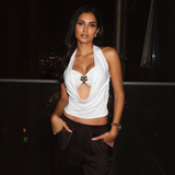 Neva Halterneck With Bralette Top In White
