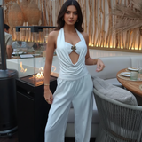 Neva Halterneck With Bralette Top In White