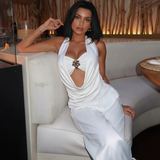 Neva Halterneck With Bralette Top In White