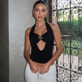 Neva Halterneck With Bralette Top In Black
