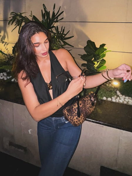 Neva Halterneck With Bralette Top In Black - front shot on model outdoors - Miss Mosa By Akanksha