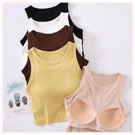 Nicole Tank Tops with Inbuilt Bra - flat-lay product shot, multicolour - Miss Mosa By Akanksha