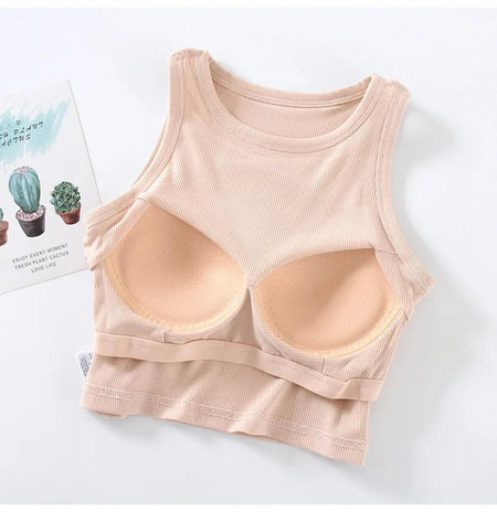 Nicole Tank Tops with Inbuilt Bra - close-up of inbuilt bra, nude - Miss Mosa By Akanksha