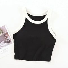 Nikki Tank Tops with Inbuilt Bra - flat-lay product shot, black - Miss Mosa By Akanksha