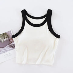 Nikki Tank Tops with Inbuilt Bra - flat-lay product shot, white - Miss Mosa By Akanksha