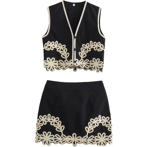 Nimo Embroidered Summer Coord In Black
