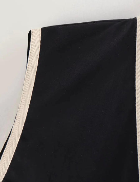 Nimo Embroidered Summer Coord In Black - close-up of fabric detail - Miss Mosa By Akanksha