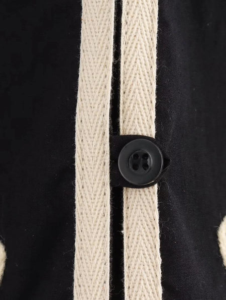 Nimo Embroidered Summer Coord In Black - close-up of button detail - Miss Mosa By Akanksha