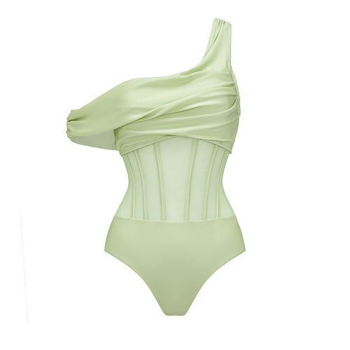 Nina Luxe Swimsuit With Skirt In Green