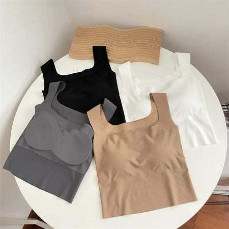 Nino Tank Tops with Inbuilt Bra - flat-lay product shot, multicolour - Miss Mosa By Akanksha