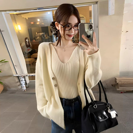 Nixie Statement Woolen Tops with Cape Style Sweater - front shot on model mirror selfie, cream - Miss Mosa By Akanksha
