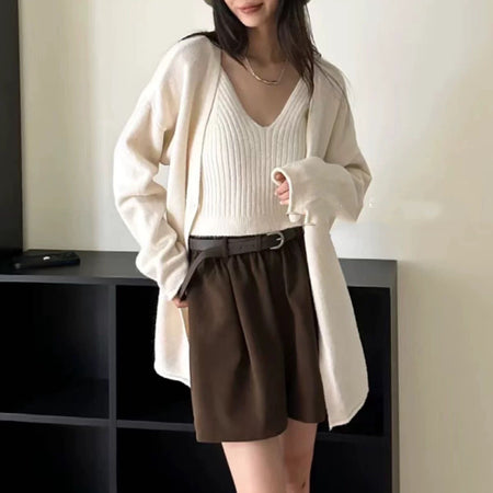 Nixie Statement Woolen Tops with Cape Style Sweater - front shot on model, cream - Miss Mosa By Akanksha