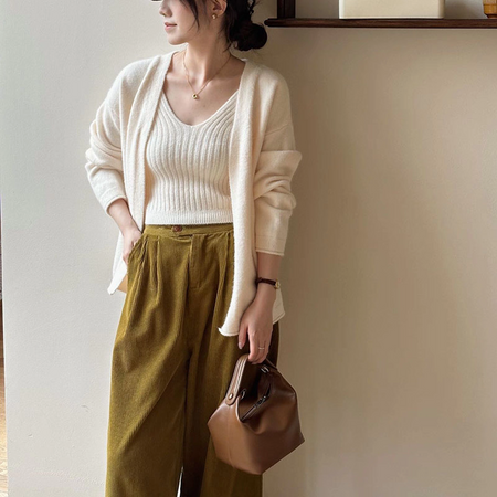 Nixie Statement Woolen Tops with Cape Style Sweater - front shot on model standing, cream - Miss Mosa By Akanksha