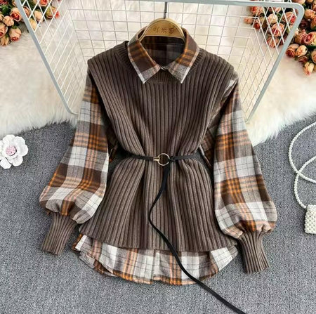 Noah Two Piece Set - front shot on hanger, brown - Miss Mosa By Akanksha