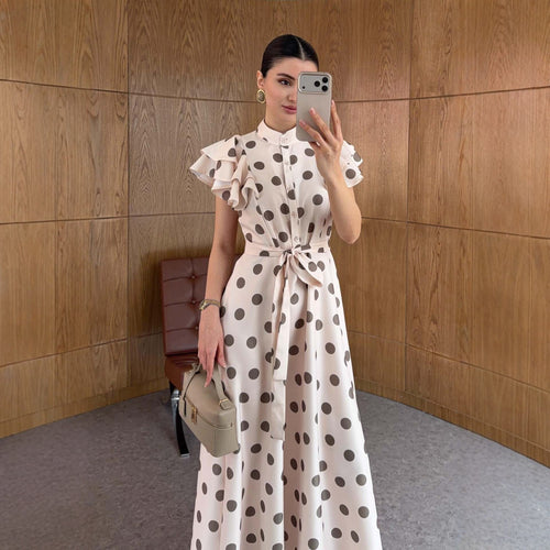 Noemie Ruffle Polka Maxi Dress