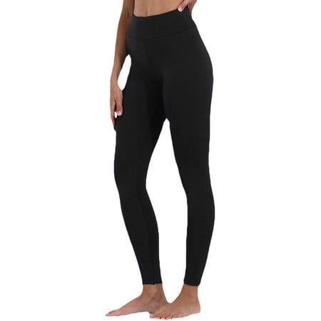 Nomi Slimming Premium Fleece Leggings - side shot on model, black - Miss Mosa By Akanksha