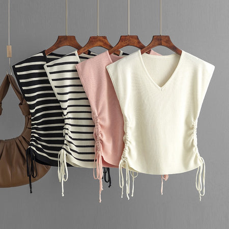 Norie Knit Summer Top In Peach - flat-lay group shot of four colourways on hangers - Miss Mosa By Akanksha