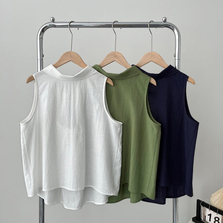 Norris Summer Top In Navy Blue - front shot of three colourways on hanger rack - Miss Mosa By Akanksha