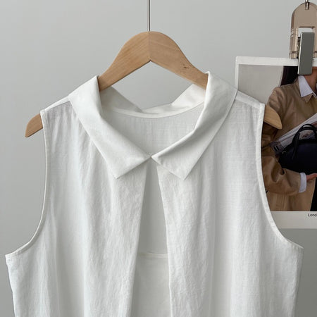 Norris Summer Top In White - close-up shot of collar detail on hanger - Miss Mosa By Akanksha