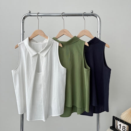 Norris Summer Top In White - front shot of three colourways on hanger rack - Miss Mosa By Akanksha