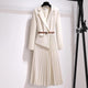 Nova Elegant Pleated Blazer Dress - front shot on hanger, cream - Miss Mosa By Akanksha