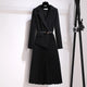 Nova Elegant Pleated Blazer Dress - front shot on hanger, black - Miss Mosa By Akanksha