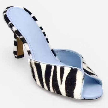 Avery Zebra Printed Pointed Toe Stiletto Heels