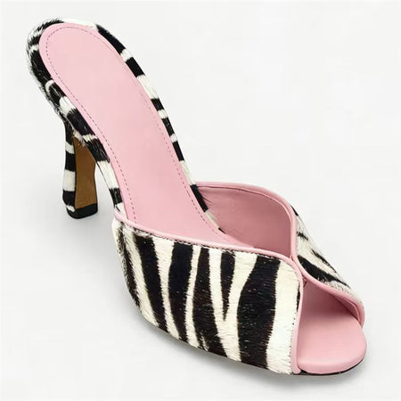 Avery Zebra Printed Pointed Toe Stiletto Heels