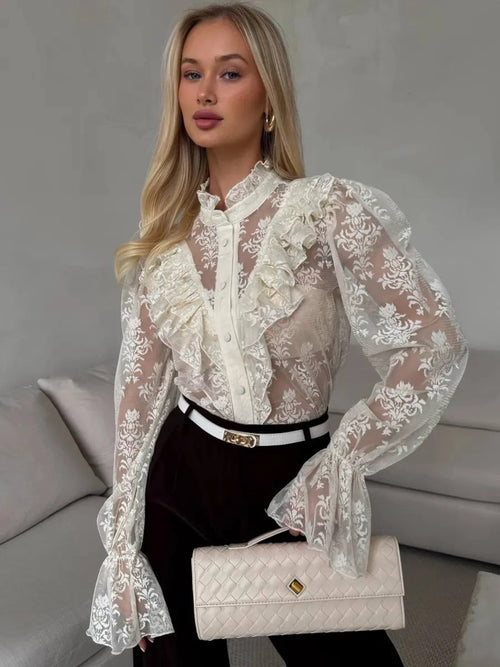 Goldie Ruffle Lace Bell Sleeve Top