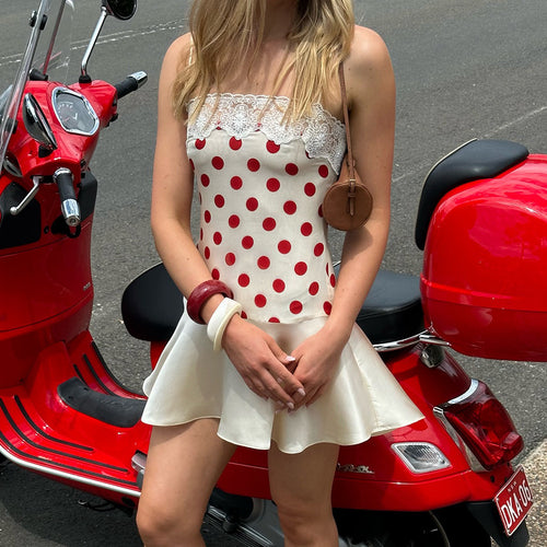 Mirabel Polka Lace Satin Mini Dress