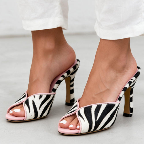 Avery Zebra Printed Pointed Toe Stiletto Heels