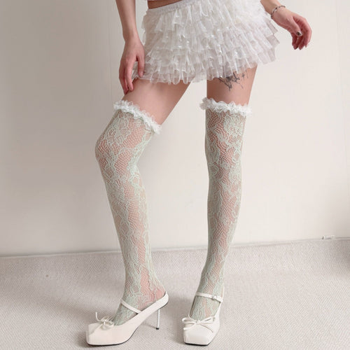 Kirsi Fishnet Knee High Socks