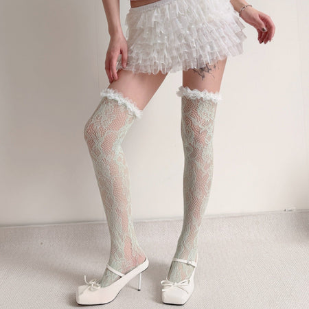 Kirsi Fishnet Knee High Socks