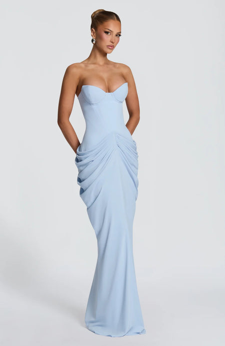 Domini Padded Corset Maxi Dress With Scarf