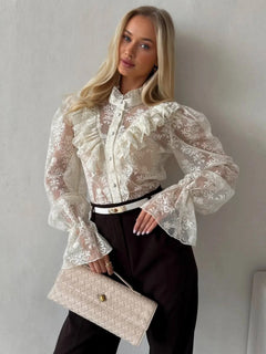 Goldie Ruffle Lace Bell Sleeve Top