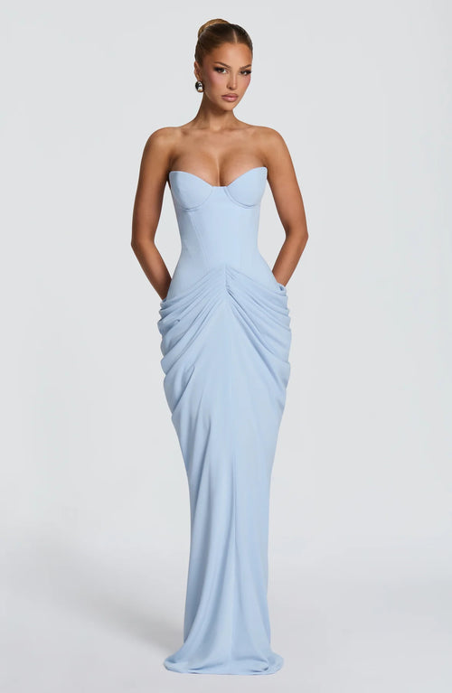 Domini Padded Corset Maxi Dress With Scarf