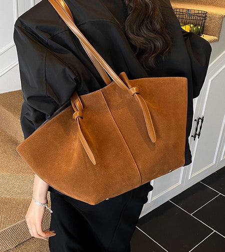 Monaco Suede Tote Bag With Pouch