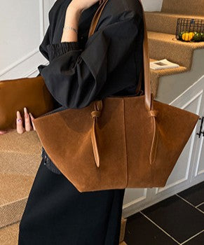 Monaco Suede Tote Bag With Pouch