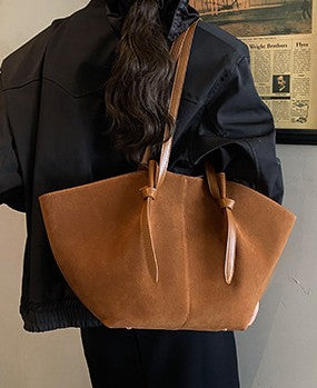 Monaco Suede Tote Bag With Pouch