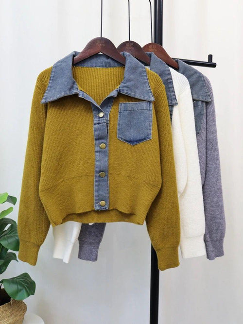 Obsessed Denim Detailed Sweater In Olive