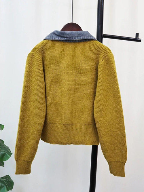Obsessed Denim Detailed Sweater In Olive